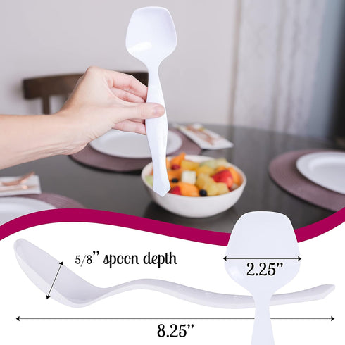 Plasticpro Disposable Plastic Serving Spoons Durable Heavy Duty Premium Serving Utensils White Pack of 12...
