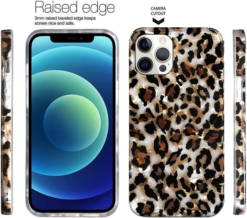 J.west Leopard Case Compatible with 12 Pro Max, Luxury Sparkle Cheetah Print Design Soft Silicone Phone Case Cover Girl Women with TPU Bumper for ...