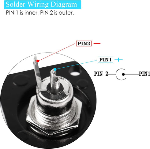 QIANRENON DC 5.5mm x 2.5mm Panel Mount Jack Adapter Connector 2-Pin High Current Solder Wire 5.5 * 2.5mm DC Power Receptacle, 50V 3A,XLR Panel or ...