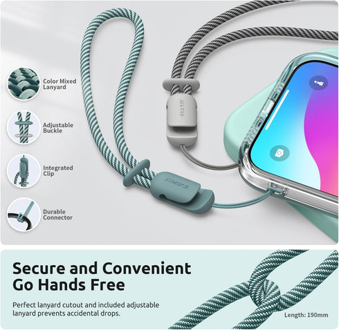 SURPHY Designed for iPhone 15 Pro Case with Screen Protector and Lanyard, Phone Strap and Liquid Silicone Phone Case (Camera Protective + Soft Mic...