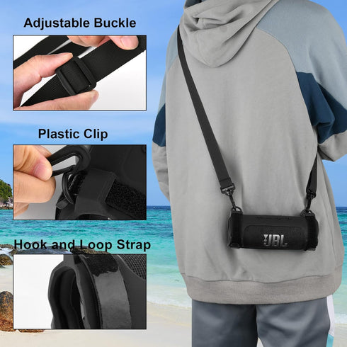 TXEsign Silicone Case Cover for JBL Flip 6 Portable Bluetooth Speaker, Protective Case JBL Flip 6 Portable Speaker Mount with Shoulder Strap and B...