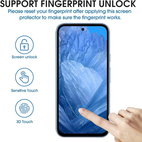 amFilm 3+1 Pack for Google Pixel 8A Screen Protector Tempered Glass, Ultrasonic Fingerprint Compatible, with Easy Installation Frame, Anti Scratch...