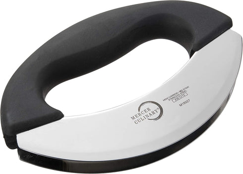 Mercer Culinary Double Blade Rocking Mezzaluna Knife with Handle, 7 Inch, Stainless Steel...