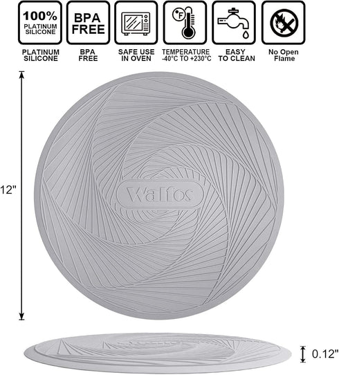 Walfos 12-Inch Silicone Microwave Mat & Pot Holders, Non-Slip Heat Resistant for Oven, Hot Pot, Bowl...