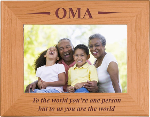 CustomGiftsNow Oma - To the world you're one person but to us you are the world - Engraved Wood Picture Frame (5x7 Horizontal)...