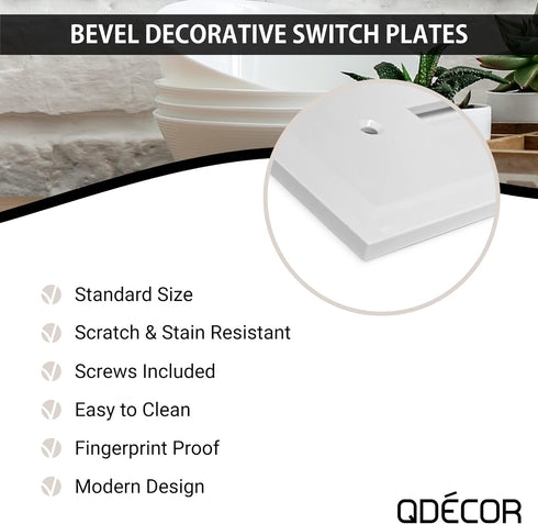 Questech Decor Double Rocker Light Switch Cover, 2-Gang Electrical Wall Plate, Double Switch Standard Size GFCI Receptacle Cover, Decorative Bevel...