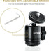 UTEBIT 2 Pack Mini Ball Head with 1/4" Hot Shoe Mount Adapter Max Load 5.5lb 360° Swivel Tripod Ball Head for DSLR Camera Camcorder, Light Bracket...