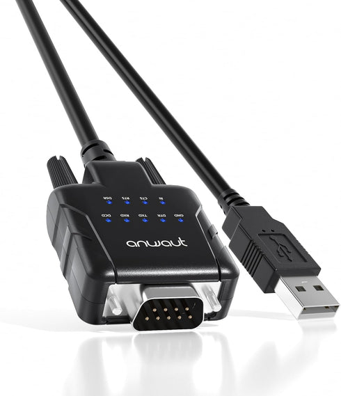 1-Port Industrial USB to Serial/RS232 (DB9) Converter Adapter w/ 9 x LEDs (Compatible for Windows 11, macOS 14, U2RS232-A)...