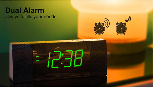 iTOMA Bedside Alarm Clock Radio with Bluetooth Speaker, Dimmable Jade Green LED Display, FM Radio with Sleep Timer, Dual Alarm with ON/OFF Push-bu...