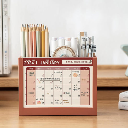 Multipurpose Desk Organizers,Mini Desk Calendar for 2024,Pen Holder Calendar for Desk,Small Desk Calendar for Schedule Planner Home and Office...