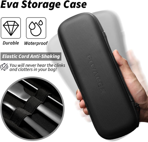 Portable Travel Utensils with Case, Black Stainless Steel Reusable Silverware Set for Lunch Work School Camping Picnic, Durable Travel Cutlery Set...