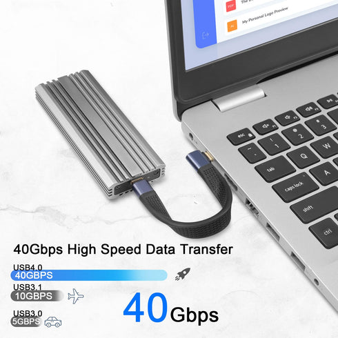 QIANRENON 240W USB4.0 C 90°Angle PD Fast Charging Short Cable 40Gbps Type C 4.0 Male to Right Angle C Male Flat Flexible Data Cable, for Thunderbo...