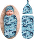 Sea Waves Dolphins Sharks Whale Octopus Newborn Swaddle Blankets Baby Wrap Blanket Soft with Beanie Hat Sets Gifts for Infant Boy Girl...