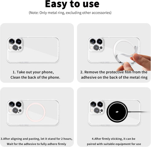 2Pcs Metal Ring Sticker for Pop Socket Magnetic Grip, Magnetic Adapter Adhesive for iPhone, Magsafe Wireless Charger (Pink)...