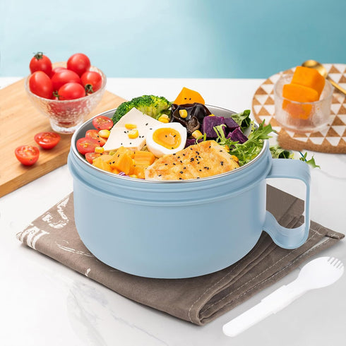 Microwave Soup Mugs with Lids,28.7oz Microwave Ramen Bowl with Lid,with Removable 304 Stainless Steel Liner,Improved Easy-Grip Design for On-the-G...