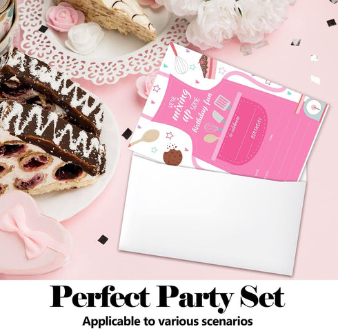 Cooking Birthday Invitation Filler Cards with Envelopes (20 Count)? Kitchen Baking Party Supplies for Kids, Teens or Any Age Boys and Girls - A16...