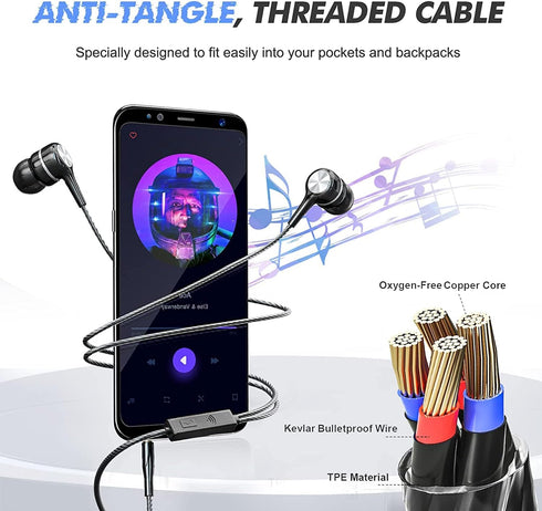 Wired Earbuds with Microphone 5 Pack, in-Ear Headphones with Heavy Bass, High Sound Quality Earphones Compatible with iPad, Laptop, MP3, Android S...