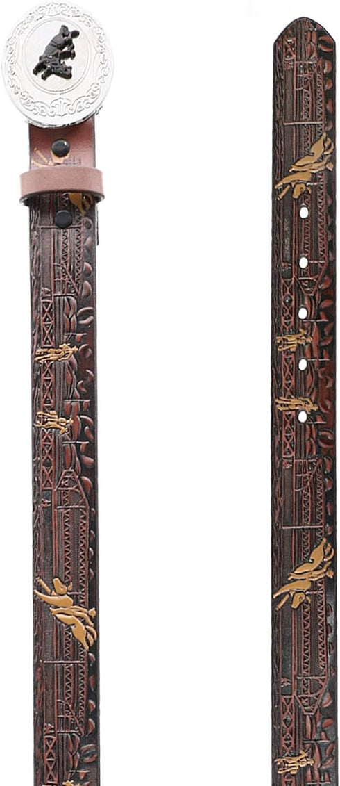 Nocona Boy's Bull Rider Cowboy Design Belt, Brown, 18...