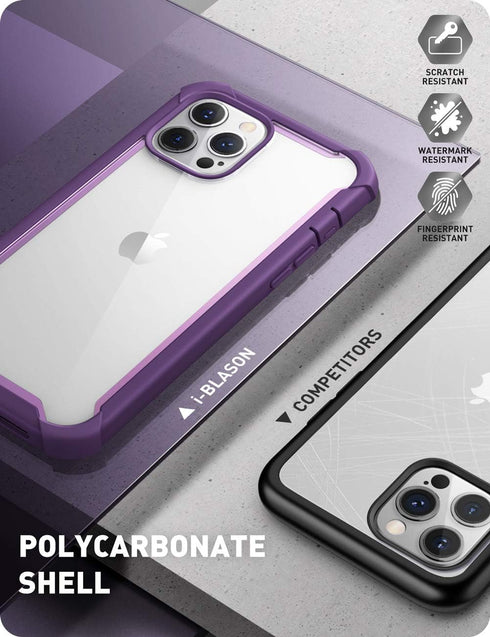 i-Blason Ares Case for iPhone 12 Pro Max 6.7 inch (2020 Release), Dual Layer Rugged Clear Bumper Case with Built-in Screen Protector (Purple)...