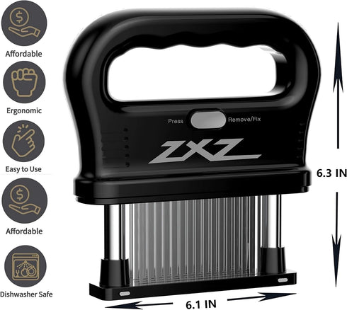 ZXZ Premium Meat Tenderizer Mallet – 48 Stainless Steel Blades, Ideal for Marinated Meats, Beef, Steak, Chicken, Poultry & More – Kitchen Must-Hav...