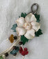 Padee Genuine Leather Ivory Flower Keychain Keyring Keyfob With Shell For Handbag Wallet Purse Car Charm Handmade Handcraft Hanging Hook #HOOKBKEY...
