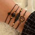 4Pcs Anklet Bracelet for Women Black Leaf Bead Braided Cord Anklet Dainty Hollow Lotus Heart Ankle Chain Summer Beach Foot Jewelry for Teen Girls...