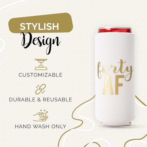 Forty AF Can Coolers, Set of 12-40th Birthday Favors and Party Decorations for Men and Women...