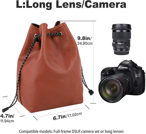 Camera Case, Camera Bag with Removable Strap, Crossbody Camera Bag for DSLR/SLR/Camera Lens, Waterproof Leather Camera Bag for Photography, Suitab...