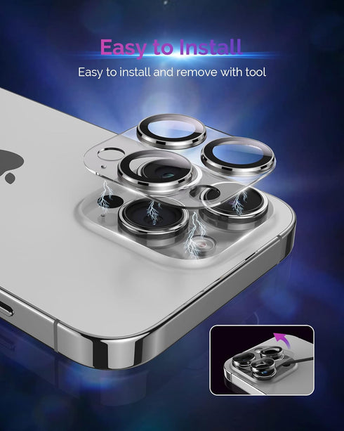 for iPhone 14 Pro and iPhone 14 Pro Max Camera Lens Protector Aluminum Alloy Plus Acrylic + 9H Tempered Glass Camera Screen Protector Full Coverag...
