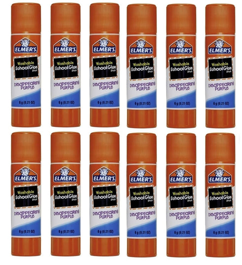 Elmers Washable Disappearing School Glue Sticks, 0.21 Purple Glue Stick (Pack of 12)...
