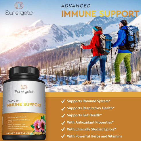 Premium Immune Support Supplement – Daily Immune Supplement for Respiratory, Sinus & Gut Health - with Epicor, D3, Vitamin C, Zinc, Elderberry, Ol...
