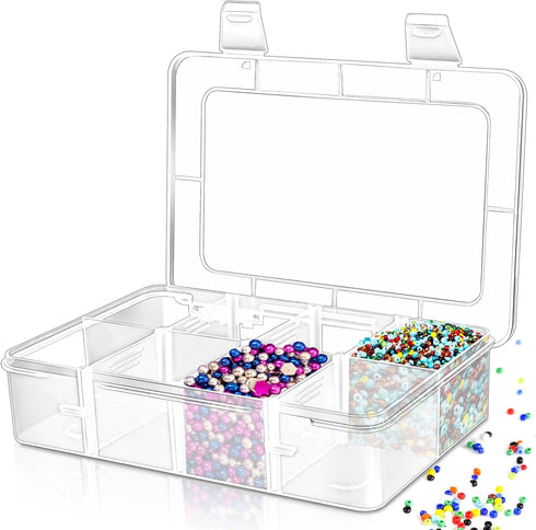 WYOMER 8 Grids Bead Organizers and Storage Box, Plastic Organizer Box with Removable Board Dividers, Box Organizer for Jewelry or Tackle Electroni...