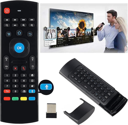 CHUNGHOP MX3 Voice Air Mouse Mini Keyboard Wireless Remote, 2.4G Multifunctional Fly Mouse with Motion Sensing Game Handle for 3-Gsensor HTPC Mini...