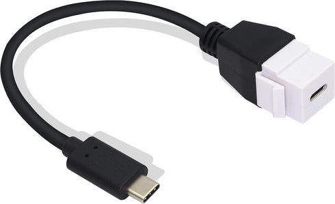 GELRHONR USB C Keystone Jack Cable, USB 3.1 Type C Male to Female Panel Mount Insert Adapter, 0.2M, White, Compatible with USB Type-C & Standard 2...