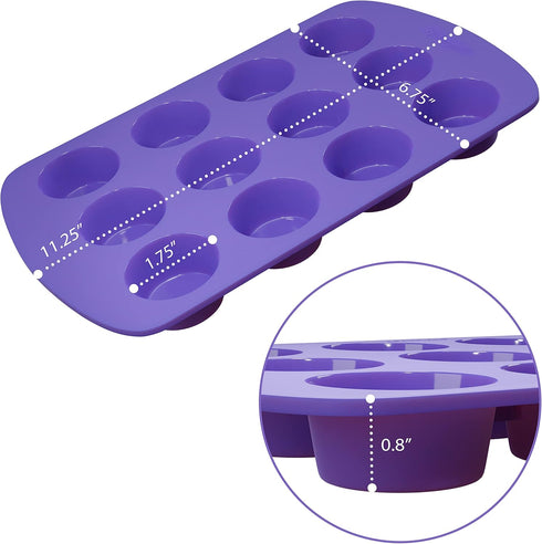 Bakerpan Silicone Mini Muffin Pan Nonstick, Mini Cupcake Pan, Mini Muffin Silicone Molds, 12 Cavities - Set of 2...