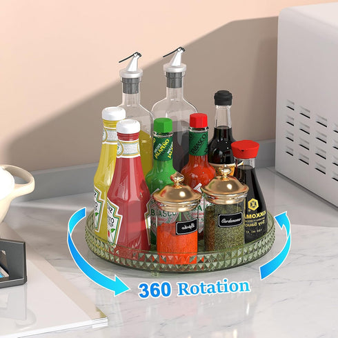Bukfen 360 Rotating Makeup Organizer for Vanity,1 Tier Gem Green Small Skincare Organizers,Lazy Susan Organizer, Spinning Cosmetic Display Case,Or...