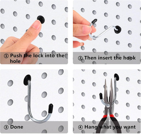 Pegboard Hook Locks, for Stopping Hooks from Falling Off, 60PCS, Black...