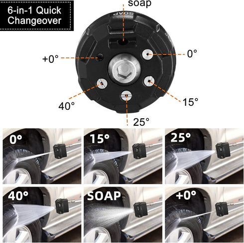 2 Pcs Pressure Washer Nozzle and Pivoting Coupler Kit 6 in 1 Quick Changeover Pivot Adapter Coupler with 5 Rotation Angles 1/4 Inch Quick Changeov...