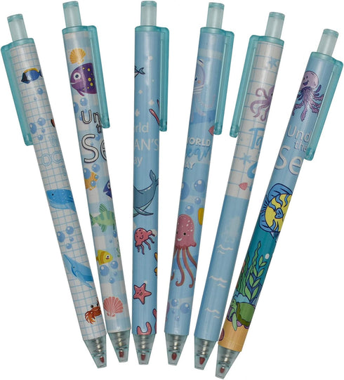 Maydahui 42 PCS Blue Sea Animal Gel Pens Cute Kawaii Pen Retractable Printing Pens Fish Octopus Dolphin Shark Turtle Crab Style Black Ink for Scho...