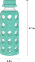 Lifefactory 9-Ounce Glass Water Bottle with Flat Cap and Silicone Sleeve Kale...