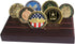 4 Rows Coin Holder, US Army Military Collectible Challenge Coin Display Case Wood Stand, Holds 12-16 Coins...