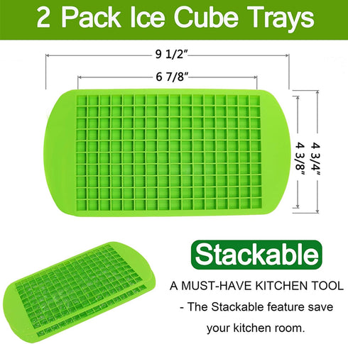 Silicone Mini Ice Cube Trays 2 Pack, 160 Small Ice Cube Molds Easy Release Crushed Ice Cube for Chilling Whiskey Cocktail, BPA Free Flexible Stack...