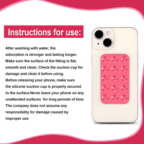 Silicone Suction Cup Phone Holders, Double Sided Suction Cup Multipurpose Rectangle Phone Suction Mount for Car Mini Suction Cup Mat for Mobile Po...