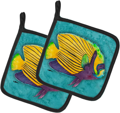 Caroline's Treasures 8674PTHD Tropical Fish Pair of Pot Holders Kitchen Heat Resistant Pot Holders Sets Oven Hot Pads for Cooking Baking BBQ, 7 1/...