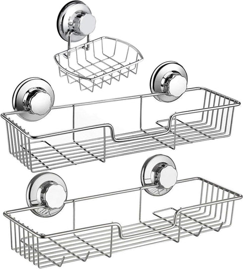 iPEGTOP 3in1 Suction Cup Shower Caddy Bath Wall Shelf + Soap Dish Holder for Large Shampoo Shower Gel Holder Bathroom Storage - Rustproof Stainles...