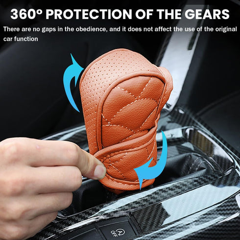 Car Gear Shift Cover, Waterproof PU Leather Manual/Automatic Automotive Gear Stick Shift Knob Rod Dust Cover Protector with Velcro, Vehicle Interi...