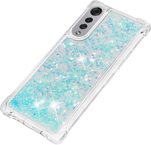 Compatible with LG Velvet Case, Glitter Case Bling Sparkle Liquid for Women Girls Luxury Flowing Quicksand Clear Phone Case Cover for LG Velvet Bl...