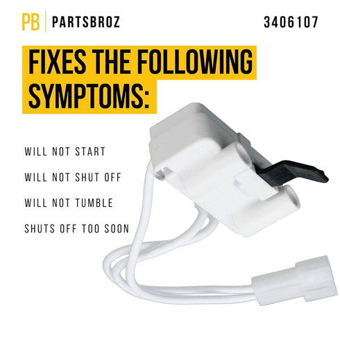 WP3406107 3406107 Dryer Door Switch Compatible with Whirlpool Maytag Kenmore Part Number AED4475TQ1 MEDC400VW0 AGD4475TQ1 NED4700YQ1 NED4600YQ1 WED4800XQ0 GEQ9800PW1 MGDX700XL1 MEDC300XW0 MEDC200XW0