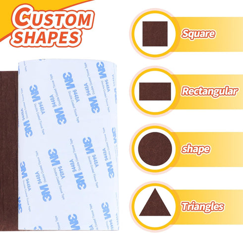 Felt Furniture Pads, Non Slip Self Adhesive Cuttable Felt Tape Brown Heavy Duty Felt Strip Roll for Protecting Hardwood Floors Chair Wall Protecto...