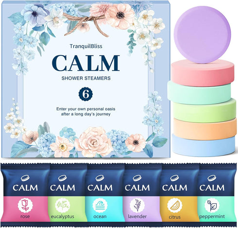 Shower Steamers 6 Count, Shower Steamers with Natural Ingredients, 6 Different Scents & Individually Wrapped, Christmas and Birthday Good Option f...